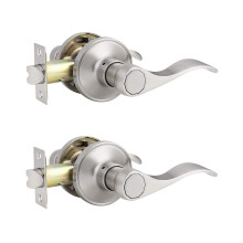 Knobonly 2 Pack Hall or Closet Passage Door Levers Keyless Wave Style Stainless Steel Door Leverset