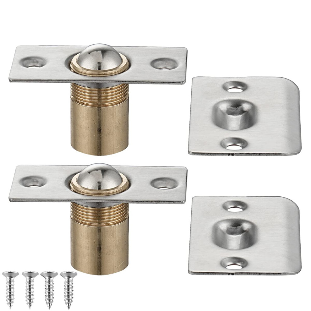Jqk Closet Door Ball Catch Hardware Stainless Steel Catch Adjustable With Strike Plate Brushed Satin Finish 2 Pack Hbc100-P2 658437795763
