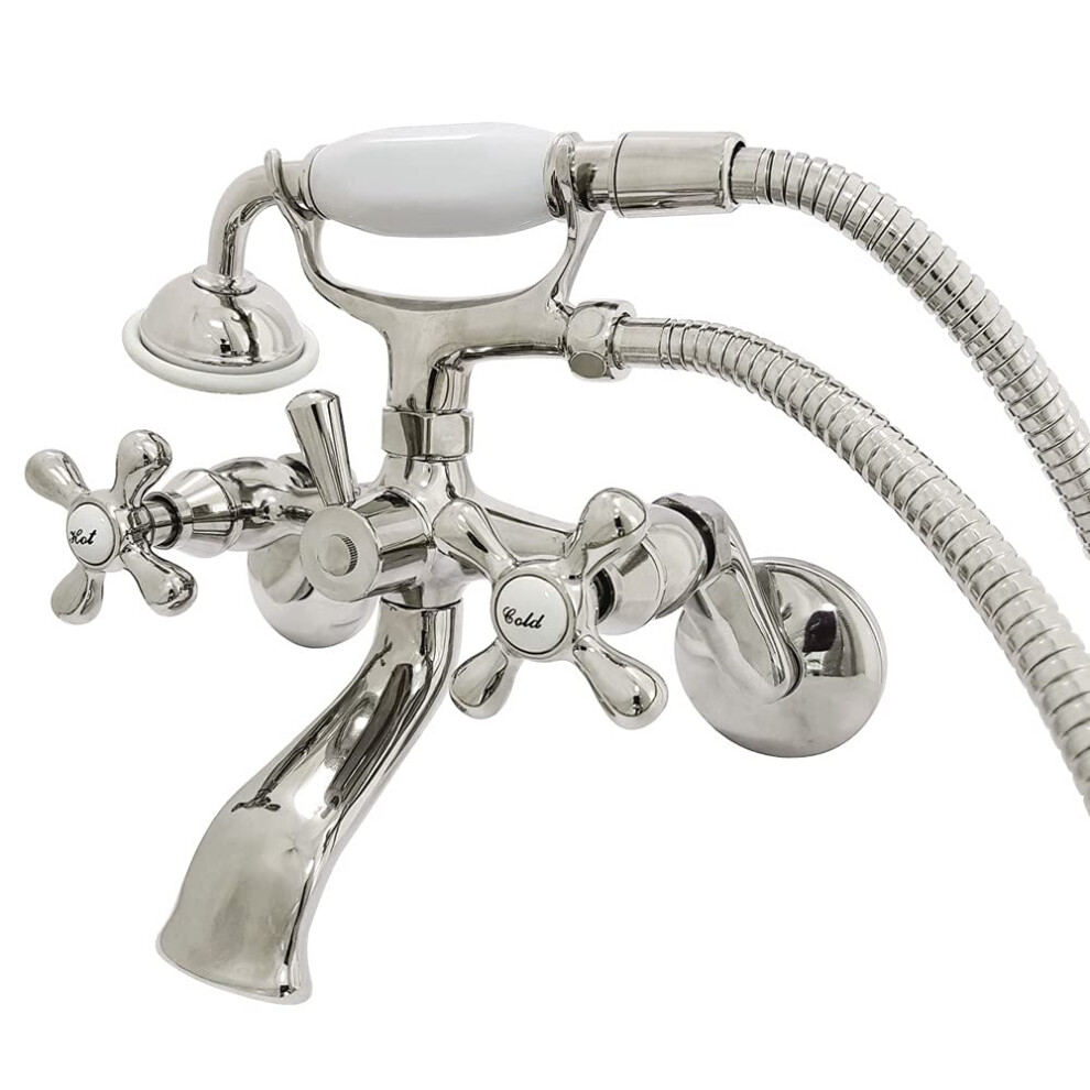 Photos - Bathtub Kingston Brass KS266PN Kingston Wall Mount Clawfoot Tub Faucet with Hand Shower Polished Nickel