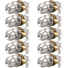 Knobonly 10 Pack Bedroom/Bathroom Satin Nickel Door Knobs Privacy Door Sets Hardware Interior Ball Shap Door Handles