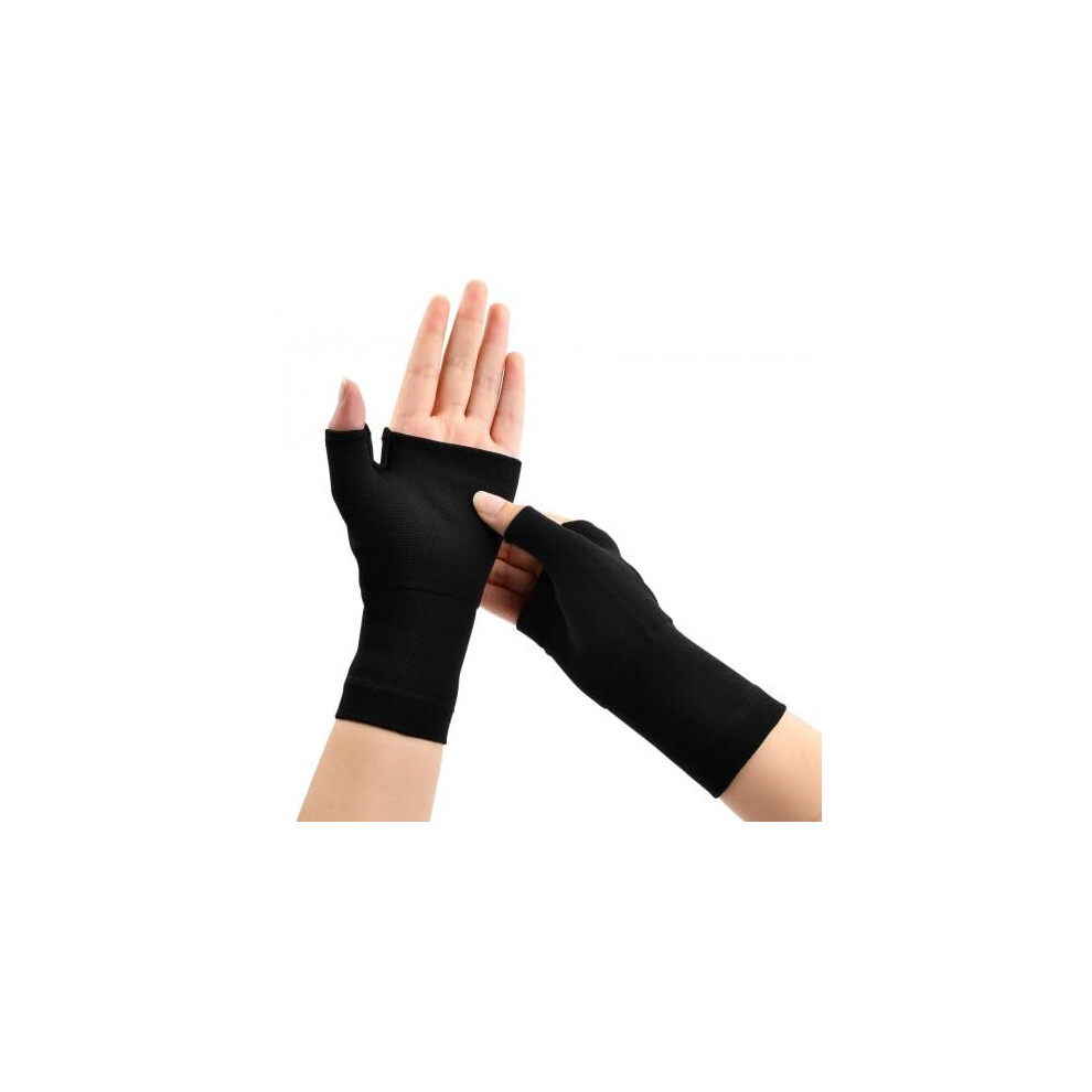 Compressive Wrist Support Pack of 2, Elastic Bandage Thumb Brace for Arthritis, Compression Gloves for Men and Women, Size M
