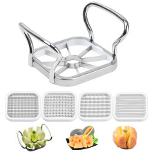 Chip Cutter Stainless Steel 5 in 1 Apple Potato Vegetable Fruit Cutter Kitchen Tool Silver Multifunctional Design