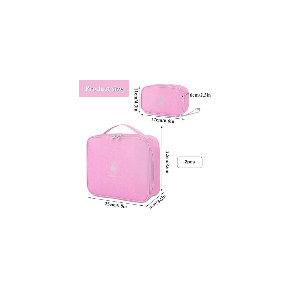 Empty First Aid Kit (Pink), 2 Pack, Travel First Aid Kit, Medicine Box, Waterproof Portable Storage Bag.