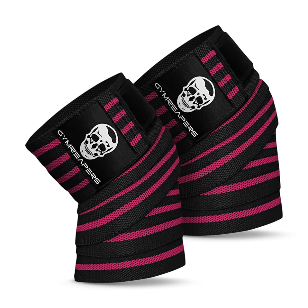 Gymreapers Knee Wraps (Pair) With Strap For Squats Weightlifting Powerlifting Leg Press And Cross Training - Flexible 72"""" Knee Wraps For Squatti