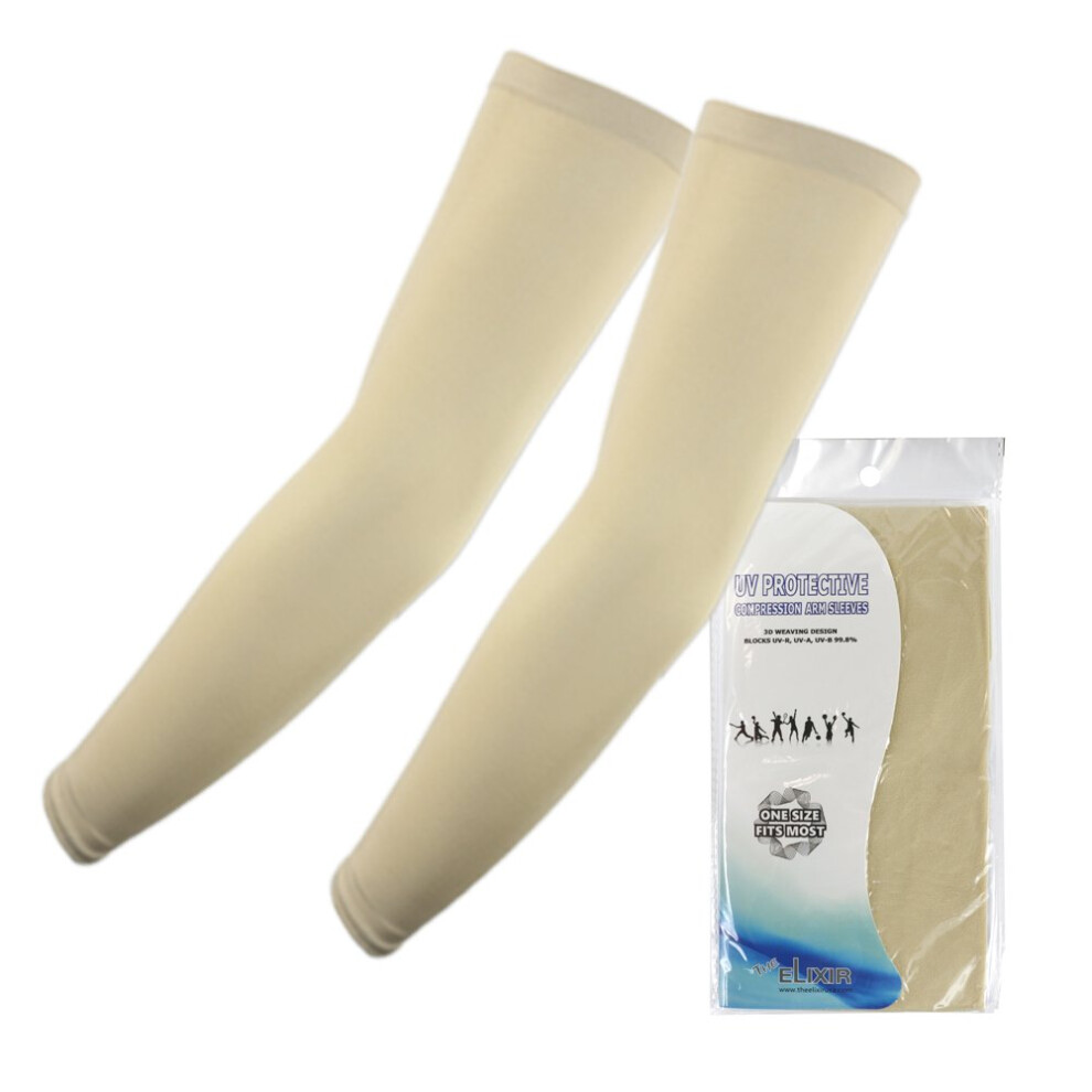 Maniche Di Raffreddamento A Raffreddamento A Braccio Di Elisir Maniche A Compressione Protettive UV Beige-image