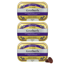 GRETHER'S Sugarfree Blueberry Pastilles - Natuurlijke droge mondhulp - Kalmerende keel en gezonde stem - Cadeau voor zangers - 3.75 oz. 3 stuks