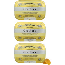 GRETHER'S Zuckerfreie Holunderblten-Pastillen gegen Mundtrockenheit Beruhigung des Halses und gesunde Stimme Geschenk fr Snger 3er-Pack