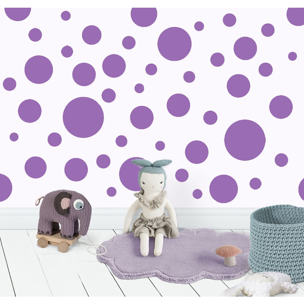 Polka Dot Wall Stickers Wall Decor Stickers Wall Dots Vinyl Circle Room Dot Decals Girls Wall Art Stickers For Bedroom Kids Room Decor (Lavender) Lavender Create-A-Mural