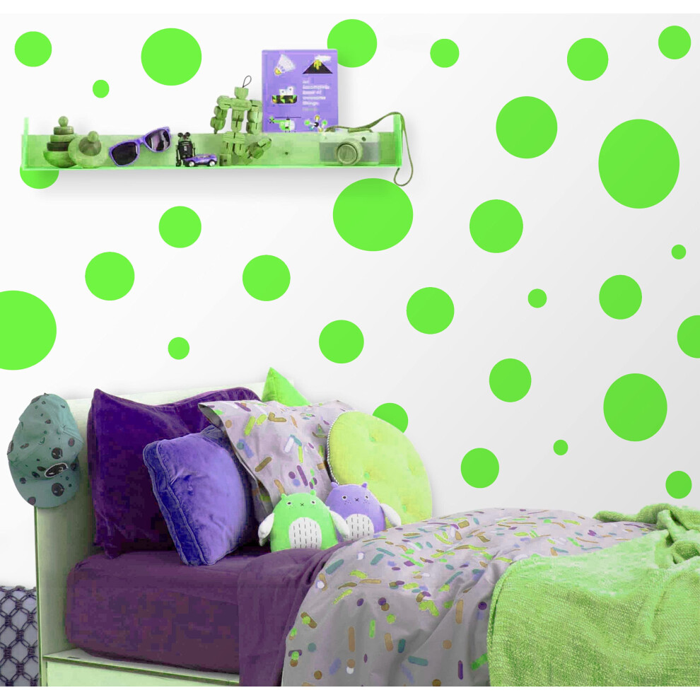Lime Polka Dot Wall Stickers Girls Room Wall Decor Decals Wall Dots Vinyl Circle Peel & Stick Diy Bedroom Playroom Kids Room Baby Nursery Green Create-A-Mural