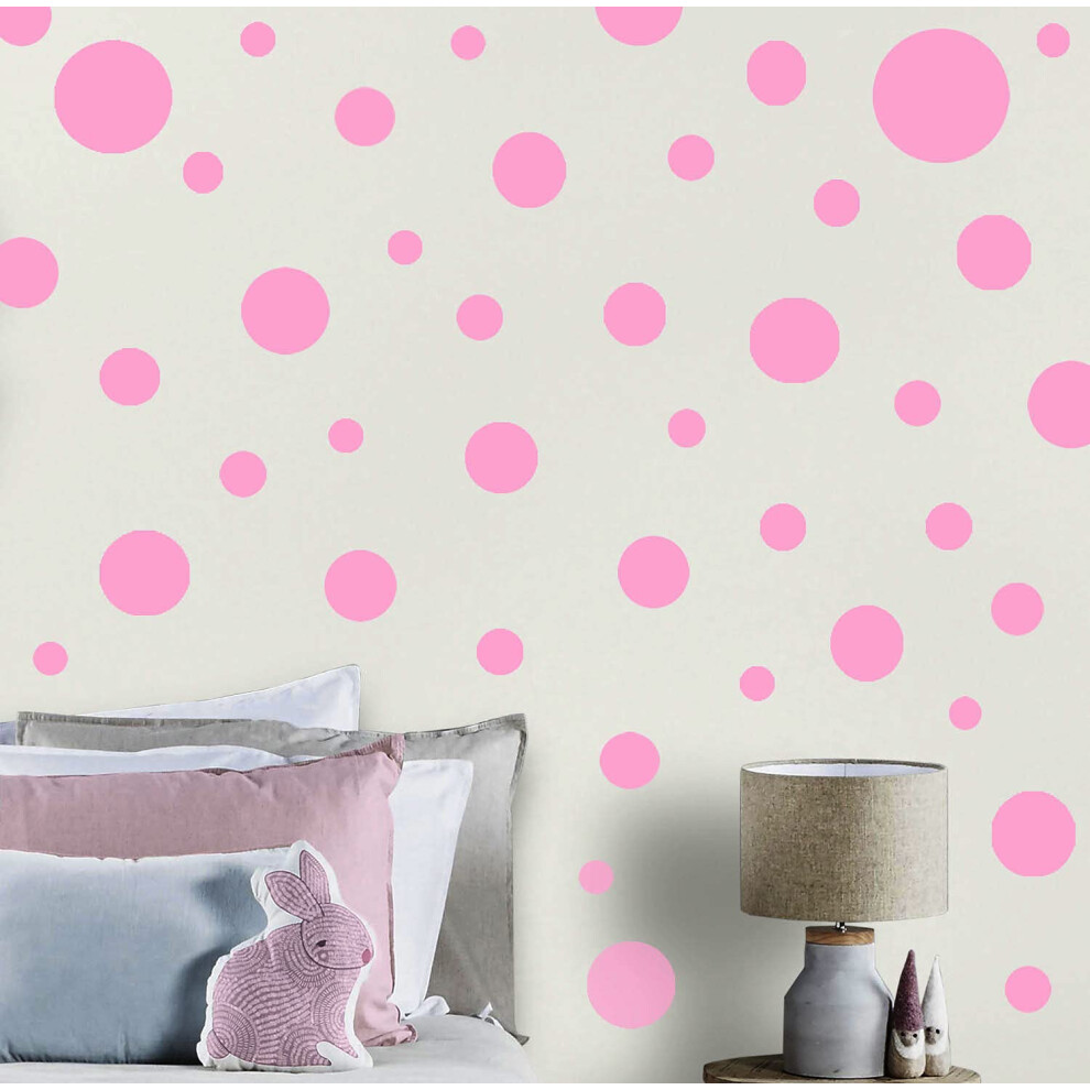 Polka Dot Wall Stickers Wall Decor Stickers Wall Dots Vinyl Circle Room Dot Decals (Pink) Pink Create-A-Mural