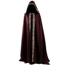 (4XL-5XL,Red)Medieval Vintage Hooded Cloak Unisex Vampire Wizard Cape Viking Robe Halloween Cosplay Carnival Party Costume