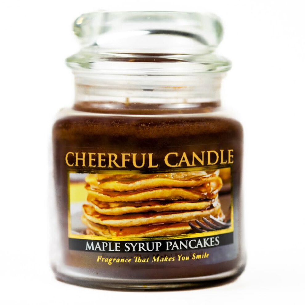 A Cheerful Giver Maple Syrup Pancakes Scented Glass Jar Candle 16 oz with Lid & True to Life Fragrance Made in USA-image-OPC-PJYF885-NEW