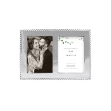 Mariposa Pearled 5X7 ENGRAVABLE Double Frame | Silver | Brillante | Frames | ENGRAVABLE Frames | Recycled SANDCAST Aluminum | Handmade in Mexico