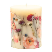 Rosy Rings Apricot Rose Round Botanical Candle - Aromatherapy Candles Long Lasting Candles Home Decor Candles (Medium)