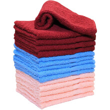 Toalhas pequenas de algodo supermacias - Pacote com 15 panos - Azul Borgonha e Rosa