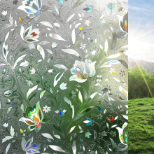 rabbitgoo Window Privacy Film Decorative Stained Glass Window Film Sun Blocking Window Clings Renter-Friendly Static Cling Frosted Window Sticker C