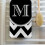 Serviette  main 3D Rose noir et blanc Chevron monogramme initiale M 15x 22 multicolore 2