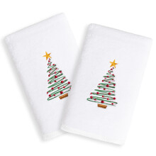 Linum Home Textiles TR00-2HT-TREE-2 Serviettes de toilette brodιes sapin de Noλl (lot de 2) 2 piθces
