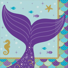 Amscan 501975 Servetter | Mermaid Wishes Kollektion | 6.5" x 6.5" | 16 st | Kalas