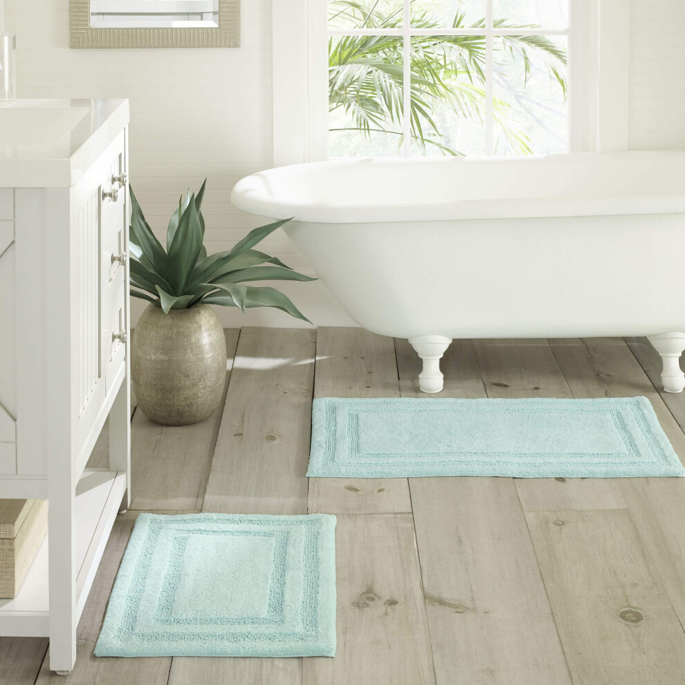 Tommy Bahama - Bathroom Rugs Cotton Bath Mat Highly Absorbent Bathroom Decor (Isla Turquoise 2 Piece)