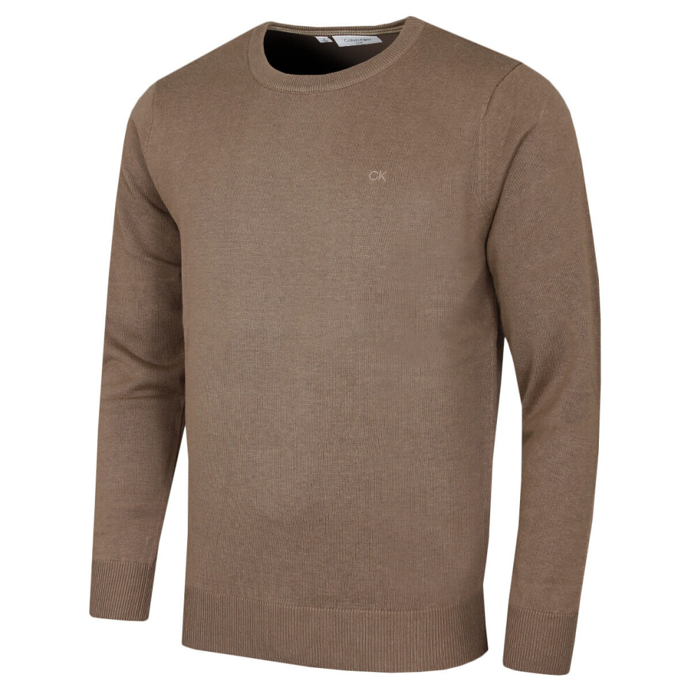 Calvin Klein (Xxxl, Mink) 2025 Crew Neck Cotton Breathable Golf Sweater Men's