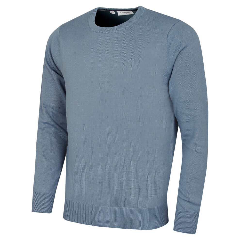 Calvin Klein (M, Rain Cloud) 2025 Crew Neck Cotton Breathable Golf Sweater Men's