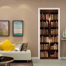ColorSpring 3D Book Shelf Door Decal Door Stickers Decor Door Mural Removable Vinyl Door Wall Mural Door Wallpaper for Home D?cor MT158