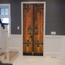 COLORSPRING 3D Classic Old Wood Door Decal Stickers Peel and Stick Door Mural Cover Removable Self-Adhesive Wallpaper for Home D?cor (MT-033)