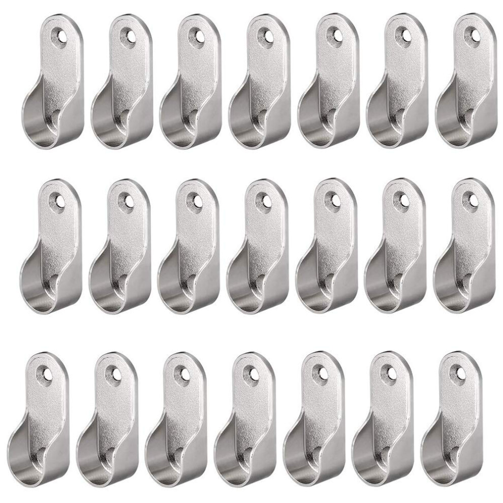 Eyech 40Pcs Zinc Alloy Hardware Oval Closet Rod End Supports 16Mm X 30Mm Wardrobe Flange Bracket Holder 603935154710
