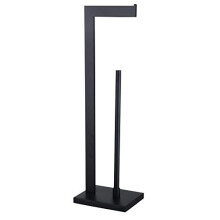 GERZWY SUS 304 Stainless Steel Toilet Paper Holder Free Standing Lavatory Pedestal Toilet Paper Stand with Reserve Matte Black DZY004BK