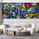 SIGNFORD Mural de parede colorido graffiti removvel papel de parede adesivo para quarto sala de estar - 66 x 96 polegadas 1
