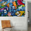 SIGNFORD Mural de parede colorido graffiti removvel papel de parede adesivo para quarto sala de estar - 66 x 96 polegadas 3