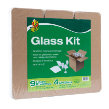 Duck Brand Geschirr- und Glassets, gewellte Trennwnde und Schaumstoffbeutel [Umkarton nicht im Lieferumfang enthalten]: Glasset (Braun und Wei)