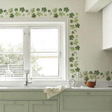 Ivy Wall Decals Vines Border PVC Wall Stickers for Kitchen Living Room Decorations (4 Sheets)