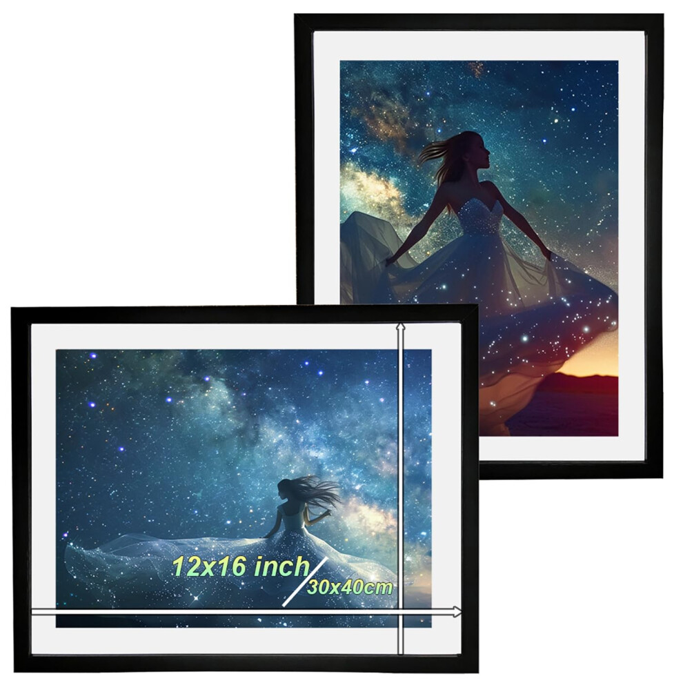 Betionol 12X16 Ramka Na Zdjecia 2-Pakowy Wyswietlacz 12X16 Cali/30X40 Cm Zestawy Do Malowania Diamentami/Zdjecia/Wydruki Czarna Naturalna Ramka Na Zd-image