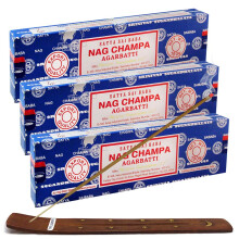 TRUMIRI Rδucherstδbchenhalter-Set mit Satya Sai Baba Nagchampa 100 g Rδucherstδbchen 3er-Pack (ca. 300 Stδbchen)