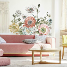 RoomMates RMK4641TBM Vintage Poppy Floral Peel and Stick Wall Decals
