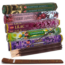 TRUMIRI R?gelsespinde Variety Pack #13: 5 dufte (egyptisk jasmin kirseb?r jasmin lilla kamilleviol) - 100 pinde (20 af hver) med holder