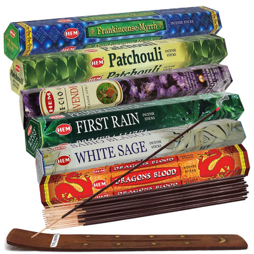 Hem Rökelse Sticks Variation Pack #23-120 (6 dofter x 20 Sticks) + Ställ för Rökelse