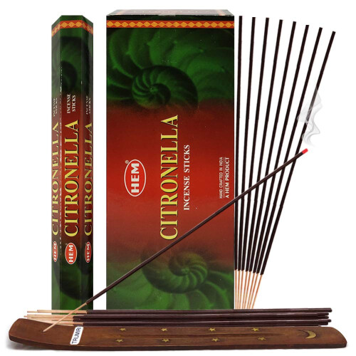 Citronella Wierook Sticks en Wierookhouder Bundle