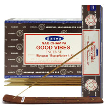 Good Vibes rgelsespinde og rgelsespindeholder bundt insence insense Satya rgelse