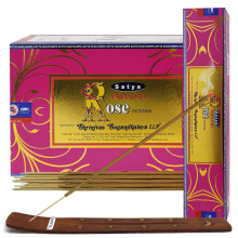 Natόrliche Rosen-Rδucherstδbchen und Rδucherstδbchenhalter im Paket Insence Insense Satya Incense
