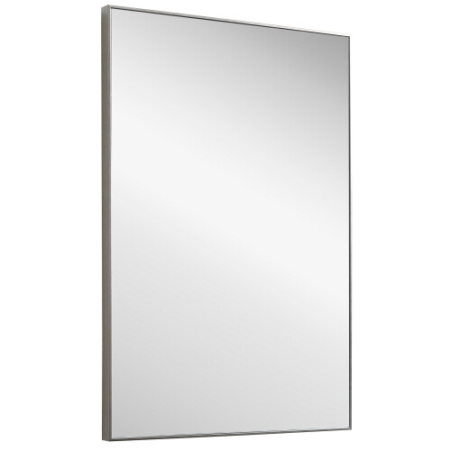 Rectangular Thin Wooden Frame Mirror Silver 1