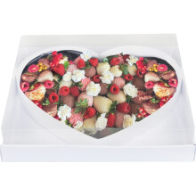 WENPACK Bote dcorative en carton remplissable en forme de cur pour charcuterie, bonbons, bonbons avec couvercle transparent (cur blanc) 31,8