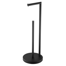 Toilet Paper Roll Holder Stand NEWRAIN Bathroom Free Standing Toilet Tissue Paper Roll Holder Stand with Reserve Function Matte Black