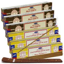 Palo Santo & White Sage Incense Sticks & Holder Bundle from House of Nag Champa