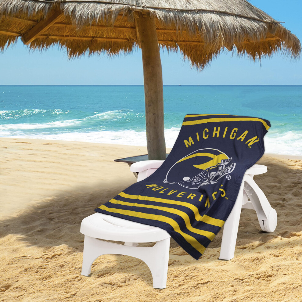 NORTHWEST NCAA Stripes Beach Towel 30x 60Michigan Wolverines-image-OPC-PJYFG2V-NEW