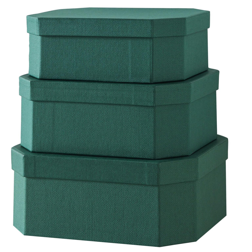 Soul & Lane Octagon Textured Decorative Boxes For Organizing Set Of 3 Nesting Cardboard Storage Containers For Gifts Durable Memory Boxes For Keeps