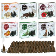 Trumiri Exotische Wierook Kegels - Variëteitspakket - Totaal 60 Kegels (6 Geuren x 10 Kegels) - Copal, Oud, Musk, Amber