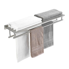 RTCUL Towel Rack with Shelf 32 Inch Double Towel Racks for Bathroom Brushed Nickel Bath Towel Holder SUS304 Stainless Steel Towel Rack Wall Mount